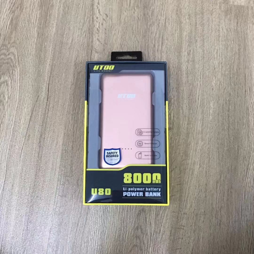 (ROSE GOLD)UTOO U80 8000mAh Power Bank Li-Polymer Battery(READY STOCK)